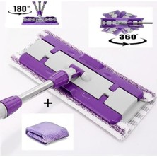 HBMB Store Mandalı Mor Mop Kıskaçlı Cam Silme Mopu Mikrofiber Yedek Bezli Yer Duvar Cam Fayans Silme Mopu