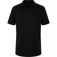 Trender Waffle Siyah Erkek Polo Yaka T-Shirt 2645