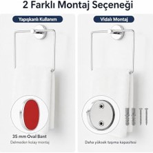 HBMB Store Iris Krom Kaplama Kare Havluluk, Yapışkanlı ve Vidalı Montajlı Banyo Havlu Askısı, 35 mm Oval Bantlı