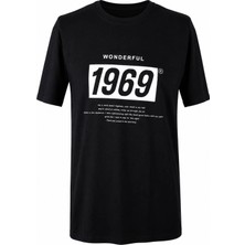 Trender Baskı Süpreme Siyah Erkek T-Shirt 226-22 1969