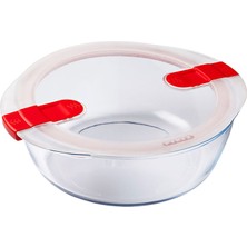 Pyrex Yuvarlak Kapaklı Mikrodalga Fırına Uygun Saklama Kabı 1.1 L