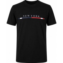 Trender  New York Baskı Süpreme Siyah Erkek T-Shirt 226-17