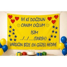 HiperAD Reklam Kişiye Özel Iyi Ki Doğdun Branda Afiş-Erkek Çocuk Doğum Günü Duvar Süsü – Isimli ve Tarihli Pankart