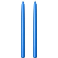 HBMB Store 2’li Açık Mavi Metalik Şamdan Mum Seti 25 cm – Dekoratif Ince Şamdan Mum, Kokusuz Parafin WAX,%100 Pamuk Fitil, El Döküm, Uzun Süre Yanma (~10 Saat), Şık Sofra, Davet, Nişan, Düğün