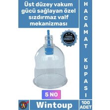 Wintoup #hacamat Vakumlu Hijyenik Tıbbi Kalite Şeffaf Tek Kullanımlık Sert 5 Numara Hacamat Kupası 100 Adet