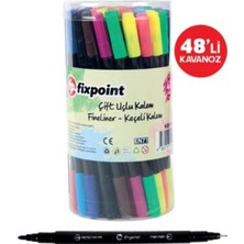 Kısmet Hırdavat Fixpoint Fineliner Çift Uçlu 48'li Kavanoz