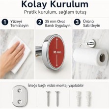 HBMB Store Iris Solo Havluluk, Krom Kaplama, Yapışkanlı ve Vidalı Montaj, 35 mm Oval Bantlı Rulo Havlu Askısı
