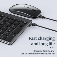 HBMB Store Onezero Kablosuz Türkçe Klavye Mouse Set Şarjlı Klavye Mouse 2.4g USB Dongle ve Bluetooth Bağlantılı Ergonomik Tasarım Kablosuz Keyboard Fare Titanyum Renk ZR609