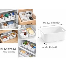 Esranın Dünyası Buzdolabı Düzenleyici Sepet 2’li Set Beyaz Plastik Dolap Içi Organizer Mutfak Raf Düzenleyici