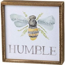 HBMB Store Iç Kutu Işareti, 20,32 cm Uzunluk x 20,32 cm Yükseklik x 4,4 cm Genişlik, Arı - Mütevazı