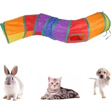 Esranın Dünyası Renkli Kedi ve Köpek Tüneli, Katlanabilir ve Uzun Yapı, 130X30X30 cm