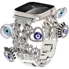 Kılıf Benim Apple Watch Kalp ve Anahtar Figürlü Kordon ,ayarlanabilir Metal Tasarım; Apple Watch 38/40/41/42/44/45/46/49MM ve Ultra/se/10-11 Serileri ile Uyumlu
