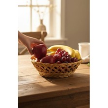 Empressco Şık 20CM Plastik Rattan Ekmeklik ve Meyvelik Tutacaklı Sepet