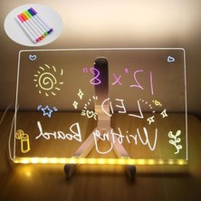 Esranın Dünyası LED Işıklı Akrilik Yazı Tahtası - 20X20 Cm, USB Bağlantılı ve 7 Renkli Kalem