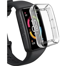 HBMB Store Watch Honor Band 7 ve Honor Band 6 / Band 6 Pro ile Uyumlu Şeffaf Tam Kapatan Çerceve Pc Kasa Koruma Gard Çerçeve Şeffaf