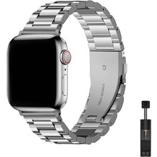 HBMB Store Apple Watch Uyumlu Premium Üç Bakla Paslanmaz Çelik Kordon - 49MM/46MM/45MM/44MM/42MM/41MM/40MM/38MM Uyumlu - Apple Watch Se Series 3/2/1 & Watch Ultra 3/2/1 & Series 11 10 9 8 7 6 5 4 3 2 1