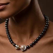 THEIA GemWorks Corianna - Çiçek Barok Inci ve Hematit El Yapımı Kolye