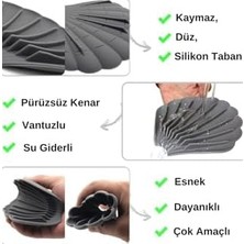 HBMB Store Beyaz Renk Kaymaz Istiridye Şekilli Silikon Sabunluk Sabun Depolama Tutucu ve Taşınabilir Sabunluk