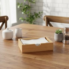 HBMB Store Doğal Bambu Peçetelik ve Çok Amaçlı Organizer Kutu - 18.5X12.5X5 cm Masaüstü ve Banyo Düzenleyici Ahşap Stand