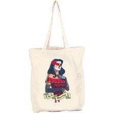 HBMB Store Maskeli Kadın Baskılı Gabardin Bez Çanta Gotik