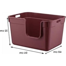 Esranın Dünyası Yarı Açık Bordo Kedi Tuvaleti 54X40X32 Cm, Rahat Kullanım