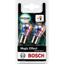 Bosch PY21W Magic Effect Diadem Sinyal Ampulü BAU15S 12V 21W Krom Görünüm Turuncu Işık 2 Adet