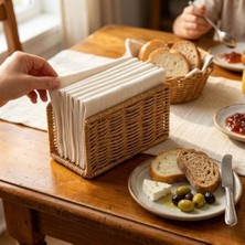 HBMB Store Hasır Örgü Peçetelik, Doğal Renk, Rattan, 14X5X8 Cm, Rustik Stil, Yemek Masası Için