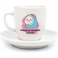 HBMB Store Dobarlan Bırakma Kendini Krem Türk Kahvesi Fincanı - Hediye Seramik Türk Kahvesi Fincanı