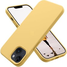 HBMB Store Psr Aksesuar Apple iPhone 14 Silikon Kılıf – iPhone 14 ile Uyumlu, Leke Tutmaz, Iç Kısmı Süet, Silinebilir, Kamera Koruyucu Çıkıntılı Kapak (Sarı)