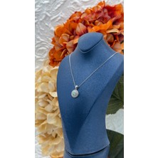 Livora Jewelry 925 Ayar Gümüş Pırlanta Montür Mozanit Taşlı Kadın Kolye