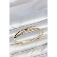 Havor Gold Renk Zirkon Taşlı Düğüm Model Kadın Bileklik
