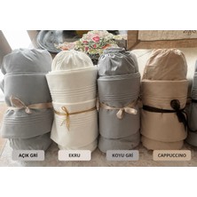 Nadide Çeyiz Çift Kişilik Lastikli Çarşaf Takımı Cappucino Renk 160X200+35 cm Düz Çarşaf Nervürlü 2 Yastık Kılıflı %100 Pamuk