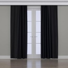 Esranın Dünyası Gauze Fabric Design Blackout Siyah Karartma Özellikli Fon Perde 200 x 250