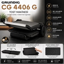 Grundig Cg 4406 G Tost Makinesi 2000 W Siyah Çift Taraflı Plaka ile 6 Dilim Kapasite