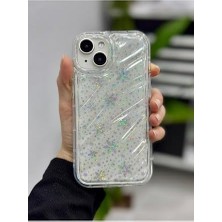 HBMB Store Iphone 13 14 ve 15 ile Uyumlu 3D Kabartmalı Snow Hologram Şeffaf Silikon Kılıf