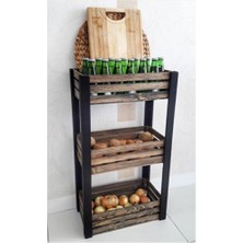 Empressco 40X20X75 cm Ceviz Ahşap Sebze ve Meyve Dolabı Rafı