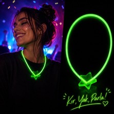 Go İthalat Fosforlu Yıldız Parti Kolyesi - Neon Işıklı Kolye Yeşil Renk (3791)