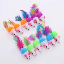 Larskas 3 Adet 8 cm Renkli Peluş Fare Kedi Oyuncağı