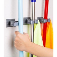 Larskas Çok Amaçlı Paspas, Süpürge, Fırça ve Mop Askısı, Duvar Montajlı Sap Tutucu, Mutfak ve Banyo Için, Gri & Beyaz, 3'lü Set
