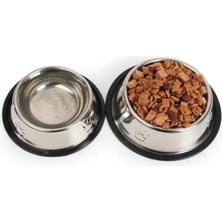 Larskas Kaymaz Tabanlı Paslanmaz Çelik Kedi ve Köpek Mama Kabı, 18 cm