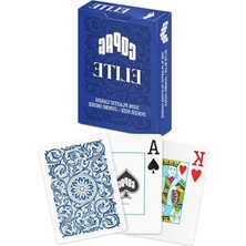 Larskas ELITE%100 Plastik Oyun Kartları, Poker Boyu Jumbo Endeks Tek Deste, Mavi