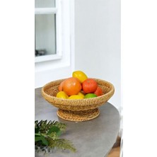 Empressco 29 cm Yuvarlak Ayaklı Dekoratif Hasır Meyvelik, Şık Sunum Kolaylığı Sağlar