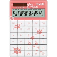 Larskas Pembe Kedi Pati Desenli Standart Hesap Makinesi