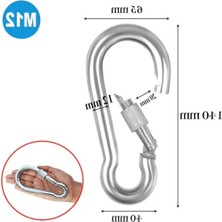 Larskas Paslanmaz Çelik Kilitli Karabina Kanca, 12 mm