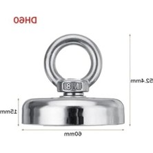 Larskas 60 mm Çapında Kancalı Mıknatısla Balıkçılık Için Halatlı Mıknatıs Seti