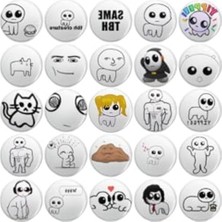 Larskas 58 mm Buton Rozet, 25 Adet Otizm Yaratık Anime Pin Broş