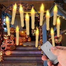 Larskas 12 Adet Alevsiz Dekoratif LED Mum, Konik Şekilli