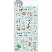 Larskas Yılbaşı Temalı Parıltılı Sticker Seti, Panda Desenli
