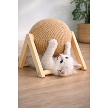 Larskas Ahşap Ayaklı Kedi Tırmalama Topu, Dayanıklı Oyuncak