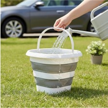 Larskas 10 Litre Katlanabilir Kova - Akordiyon Tasarım, Gri Renk